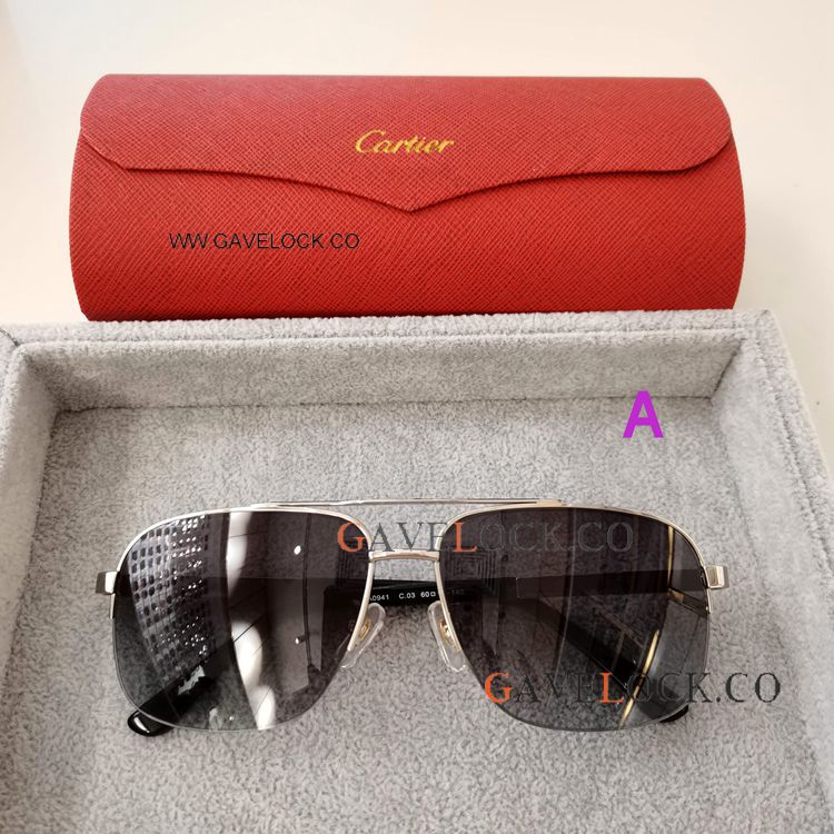 Best Quality Cartier Sunglasses CA0941 Silver Double Bridge-frame